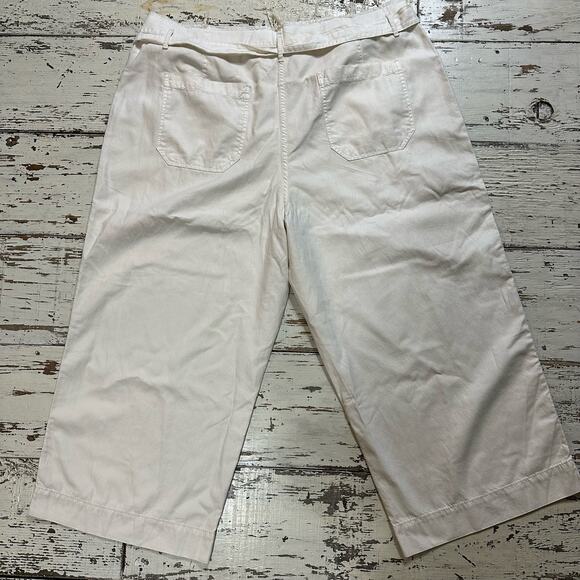 Wide Leg High Rise Cropped Offwhite Cream Colored Pants Size 20 - Picture 8 of 8